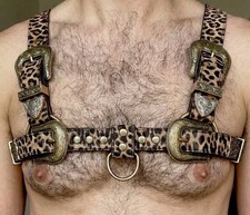 Bulldog Tiger Print Fashion Vegan CowBoy Chest Harness size S-M
