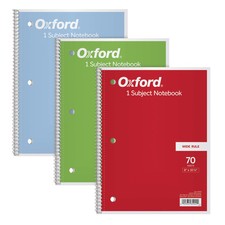 Assorted Spiral Notebooks 8x10 3 Pack Wide Ruled 70 Sheets Color Coded