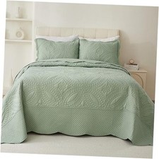 King Bedspread 106"x96",3 Piece King Quilt with 2 King 106"x96" Sage Green