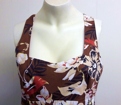 Next Petite Brown & Beige Mix Floral Top Crossover Back - Size 12 Petite. - Picture 2 of 3