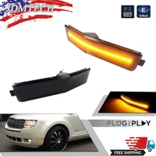 Smoke For 2007-2010 Lincoln MKX Front Bumper Fender Side Marker Lights Amber LED