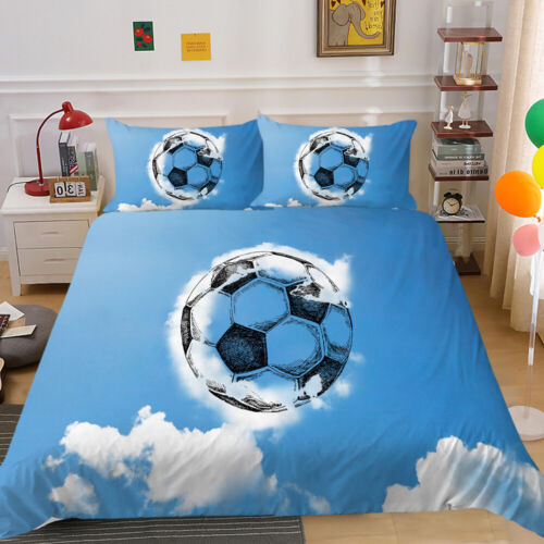 Art Clouds Football Sports Print Duvet Cover Quilt Cover Pillowcase Bedding Set - Picture 1 of 7