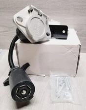 Mecmo 7-Way RV Blade to 7 Way round Pin Trailer Adapter Connector, Die-Cast Zinc