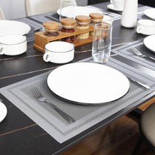 Set of 4 PVC Placemats Non-Slip Heat Insulation Dining Kitchen Table Place Mats