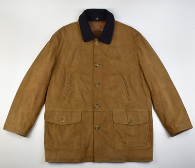 Burberry London Brown Calfskin Nubuck Leather Men Coat Jacket