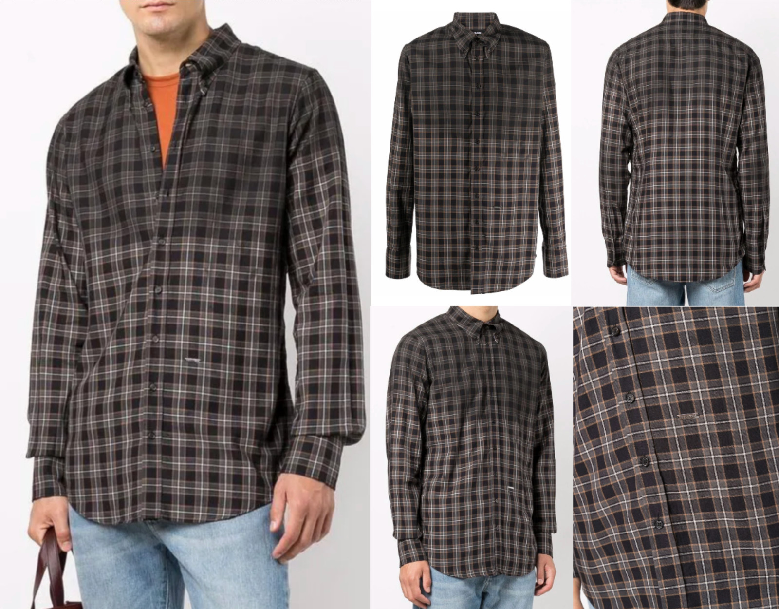 Dsquared2 Jeans Plaid Check Pattern Shirt Brushed Cotton Western Men L image 2