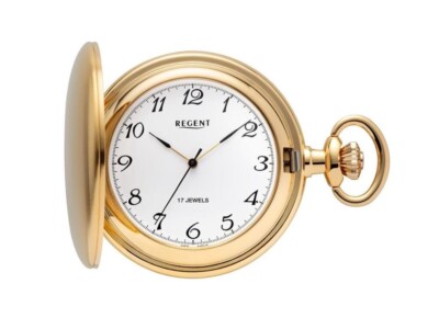 Regent Taschenuhr vergoldet Mechanik-Uhrwerk Savonette Sprungdeckel ca. Ø 48 mm