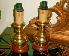 coppia antichi candelabri bronzo dorato legno stile classico abat jours elettric