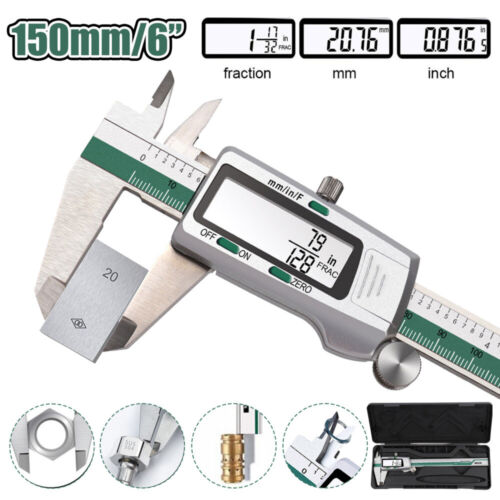 Stainless Steel 150mm Digital Caliper Vernier Gauge Micrometer Measuring Tool US - Picture 1 of 12