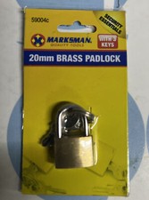 Marksmann 20mm Mini Brass Padlock With 3 Keys Suitcase Travel Hand Luggage Lock