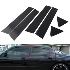6 Pcs Car Window Pillar Posts Door Trim Bright Black For Dodge Charger 2006-2010