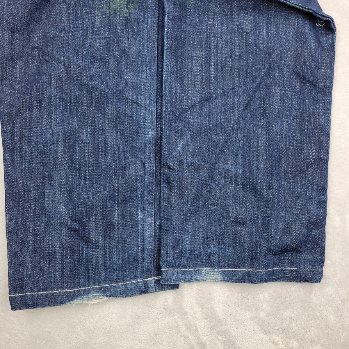 Raw Blue Jeans Men 34x32 Denim Embroidered Embellish Pants Raw Blue Jeans Men 34x32 Denim Embroidered Embellish Pants