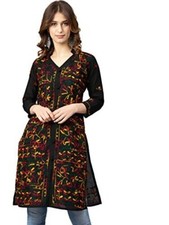 Chikankari Black Cotton Kurta for Women jaipuri kurti code 48