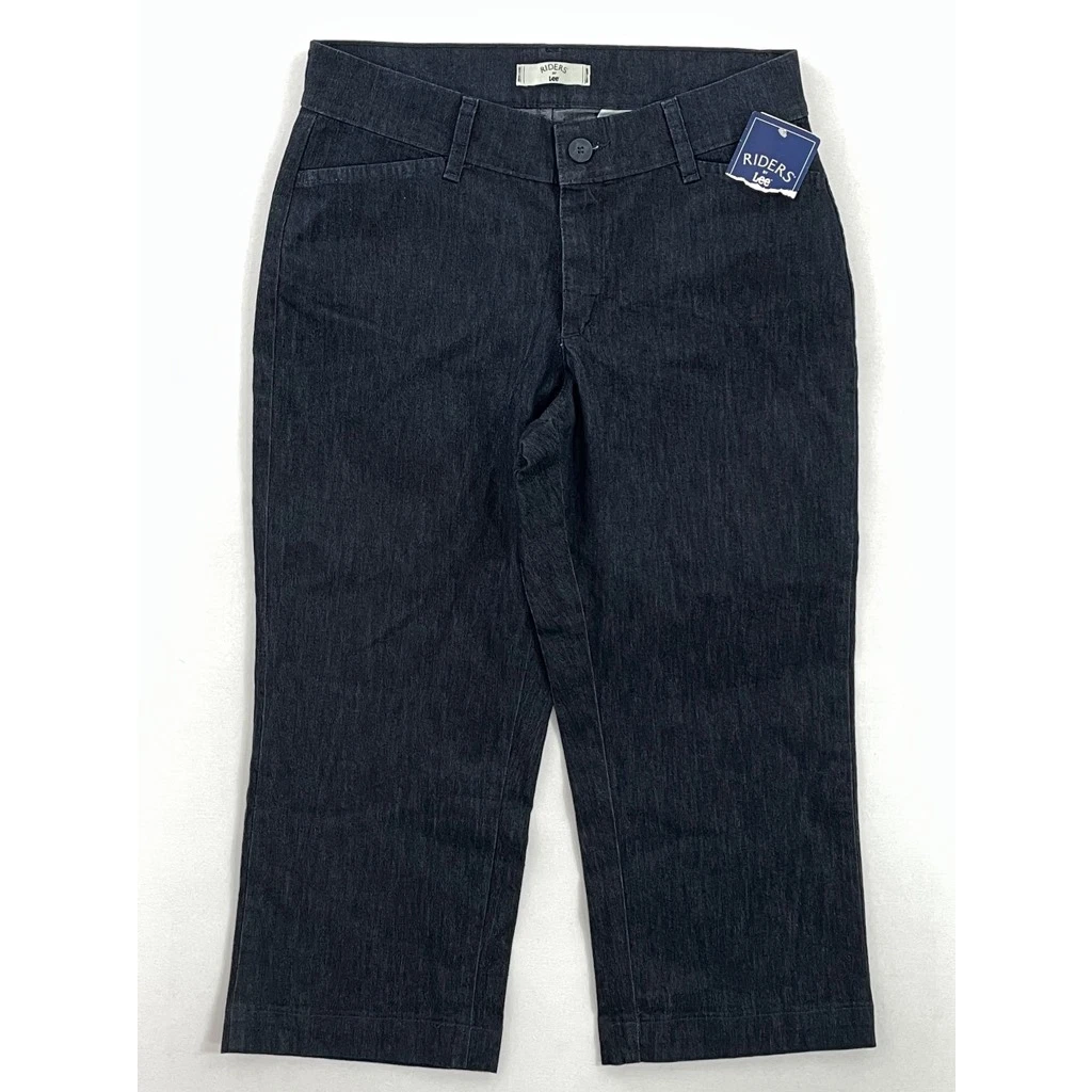 Riders By Lee Womens Capri Pants Blue Mid Rise Stretch Pockets Flat Front 8M New