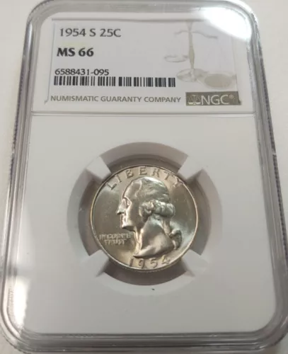 1954-S WASHINGTON 25c QUARTER NGC MS66 #6588431-095