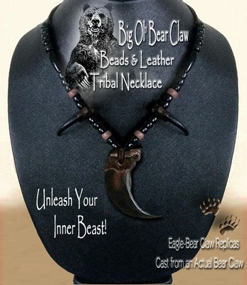 CHOOSE YOUR COLOR! LARGE BEAR CLAW NECKLACE 32'' GRIZZLY BEAST JEWELRY FAUX NEW!'