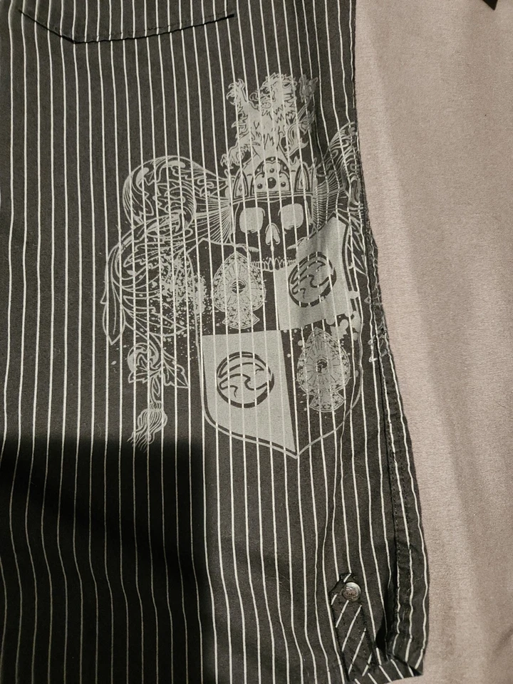 Ocean Current Collared Button-down Black With Pin Stripe Men's Small - Image 2 of 4