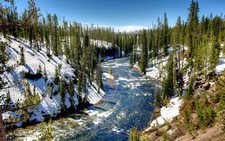 Landscape nature river winter snow forest daylight usa Custom Gaming Mat Desk