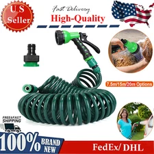 Recoil Garden Water Hose, EVA Curly Water Hose w/ Brass Connectors,Hose Coil