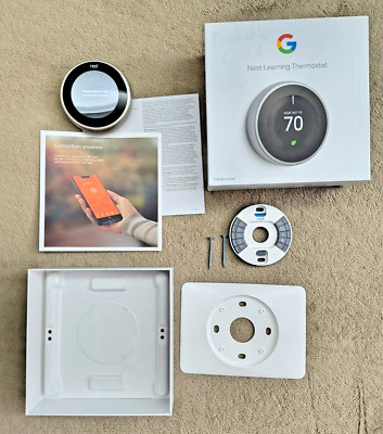 Google Nest Learning Thermostat (3rd Generation), Stainless Steel, Great