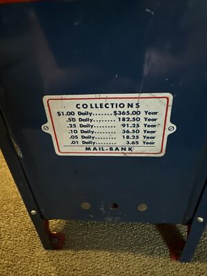 Vintage Red White Blue Painted US Mail Collection Box Bank Metal
