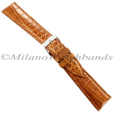 20mm Milano Honey Genuine Alligator Stitched Mens Band Reg 1860 W/ Misprint