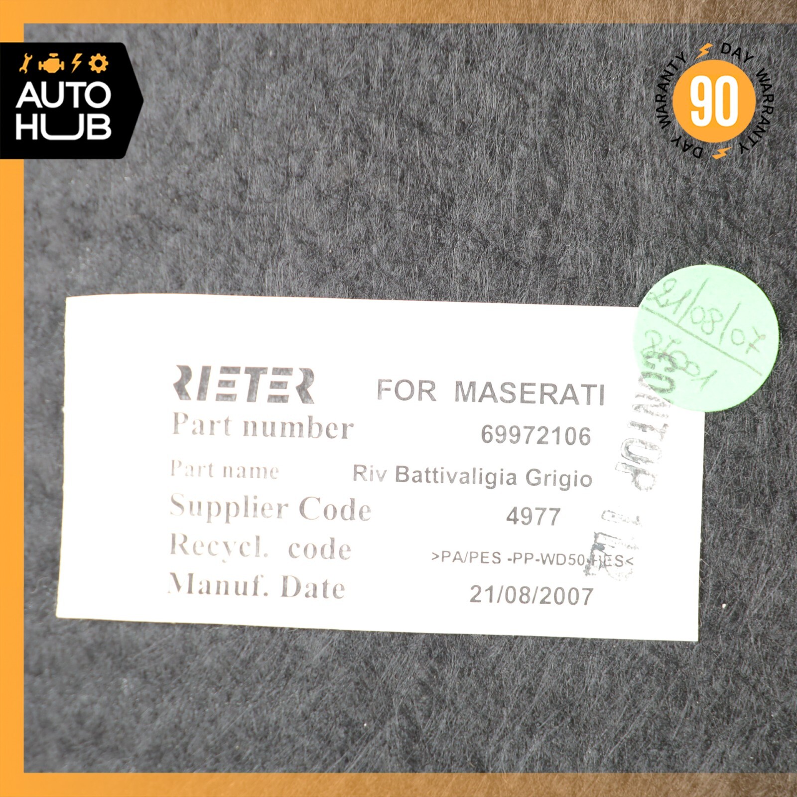 08-18 Maserati GranTurismo M145 Rear Trunk Lid Carpet Cover Trim Panel 76k