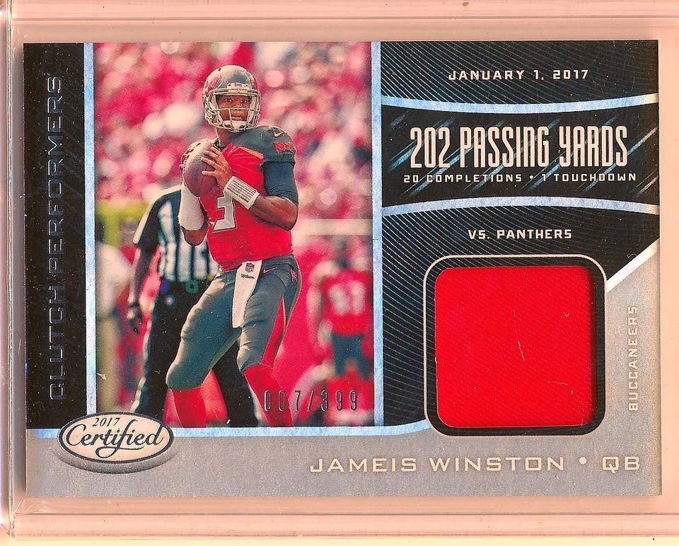 JAMEIS WINSTON 2017 Certified Clutch Performers Game Worn Jersey /399 Buccaneers - Image 2 of 3