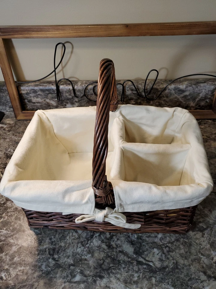 Basket with removable liner three divided sections 13.5" X 5.5" X 8" FAST SHIP - Image 2 of 4