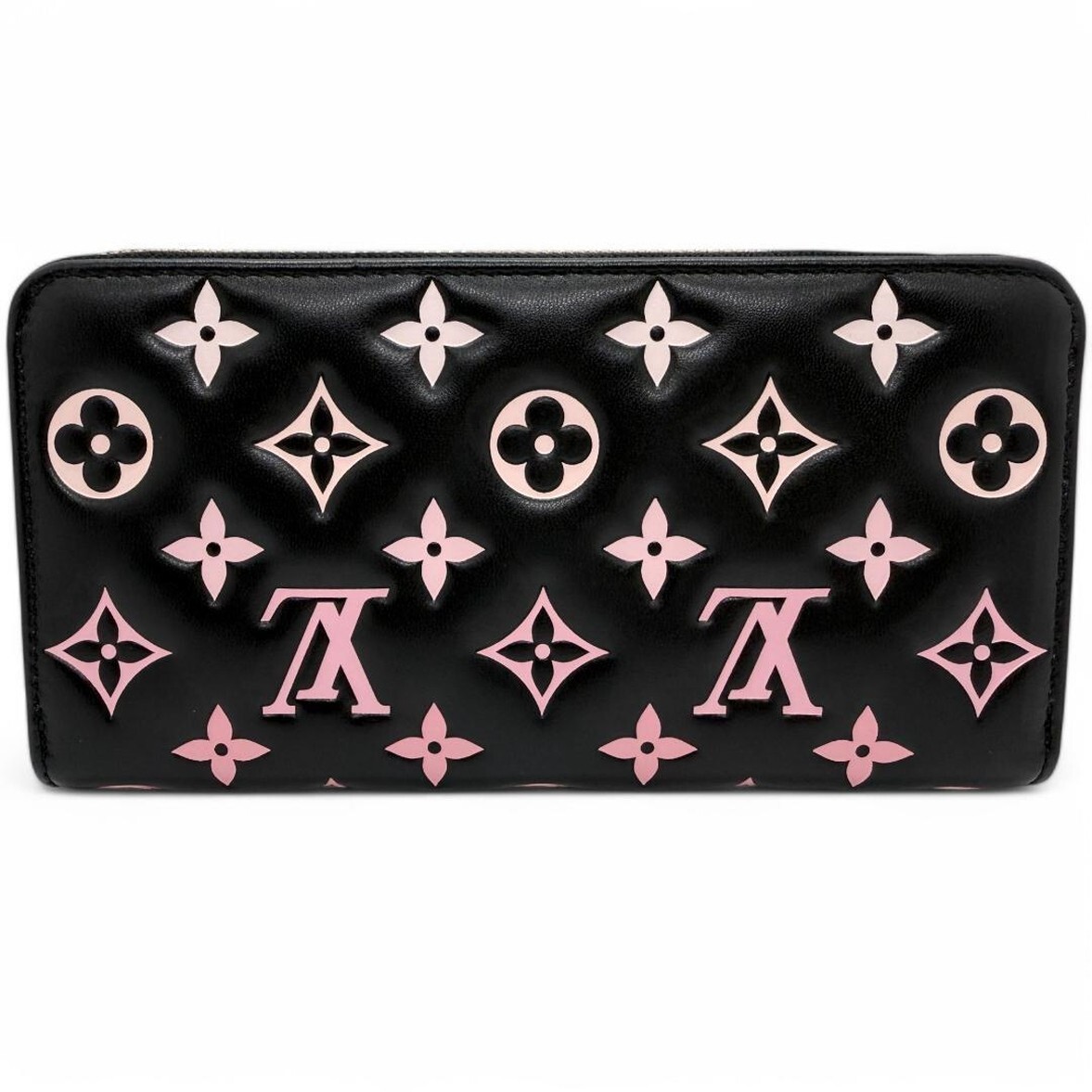 Louis Vuitton Monogram Coussin Zippy Wallet Black Pink Long