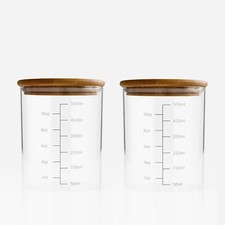Glass Food Storage Containers with Lids, Set of 2 Jars, 17oz, Airtight