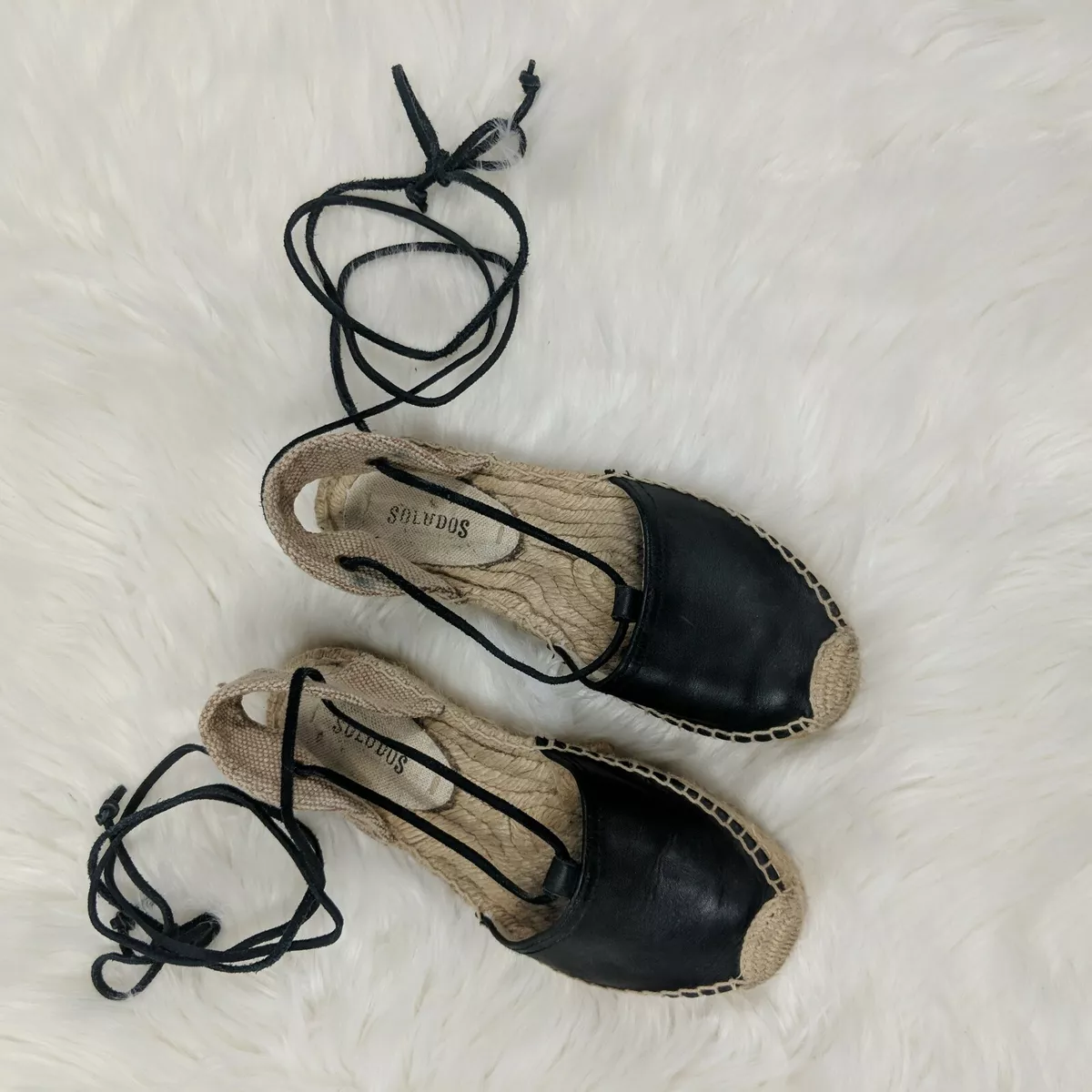 Soludos black leather espadrilles sale
