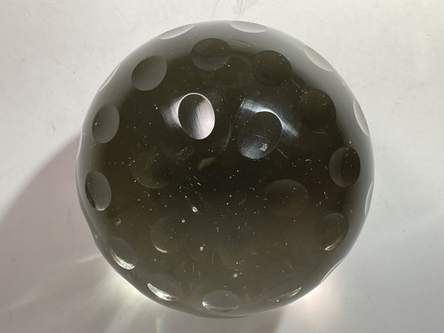 4" Round Clear Glass Golf Ball Dimpled Dimples Paperweight - Picture 5 of 22