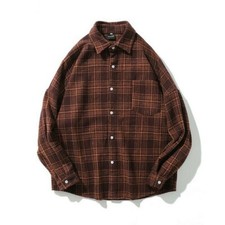 Uomo Spazzolato Top Camicia Cappotto Quadri Casual Larga Stile Etnico Inverno