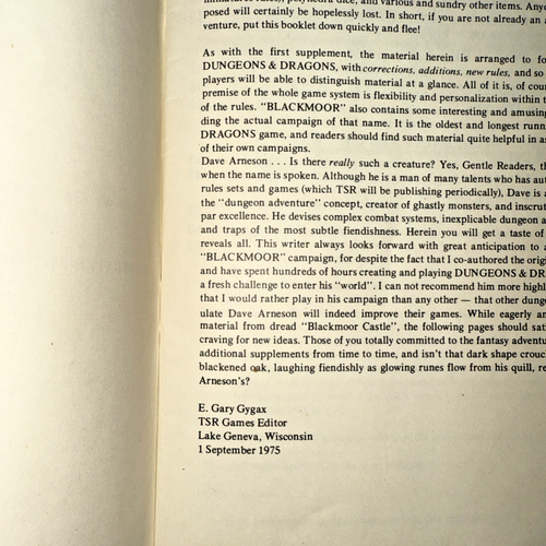 Dungeons & Dragons Blackmoor Supplement II by Dave Arneson 4th Print 1977 TSR Gy - Picture 5 of 9