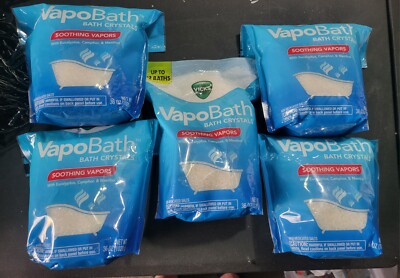 5x! Vicks VapoBath, Bath Salt Crystals Non-Medicated Five 36 Oz Bags!!!