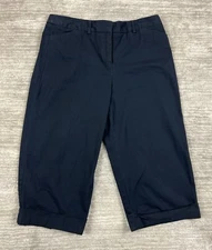 Counterparts Pants Womens 12 Blue Capri Pull On Elastic Waist Stretch