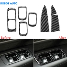 8x For Porsche Cayenne 03-10 Carbon Fiber Window Lift Switch Ashtray Panel Cover