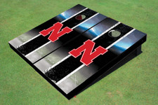 University of Nebraska Field Long Strip Matching Black Themed Cornhole Boards