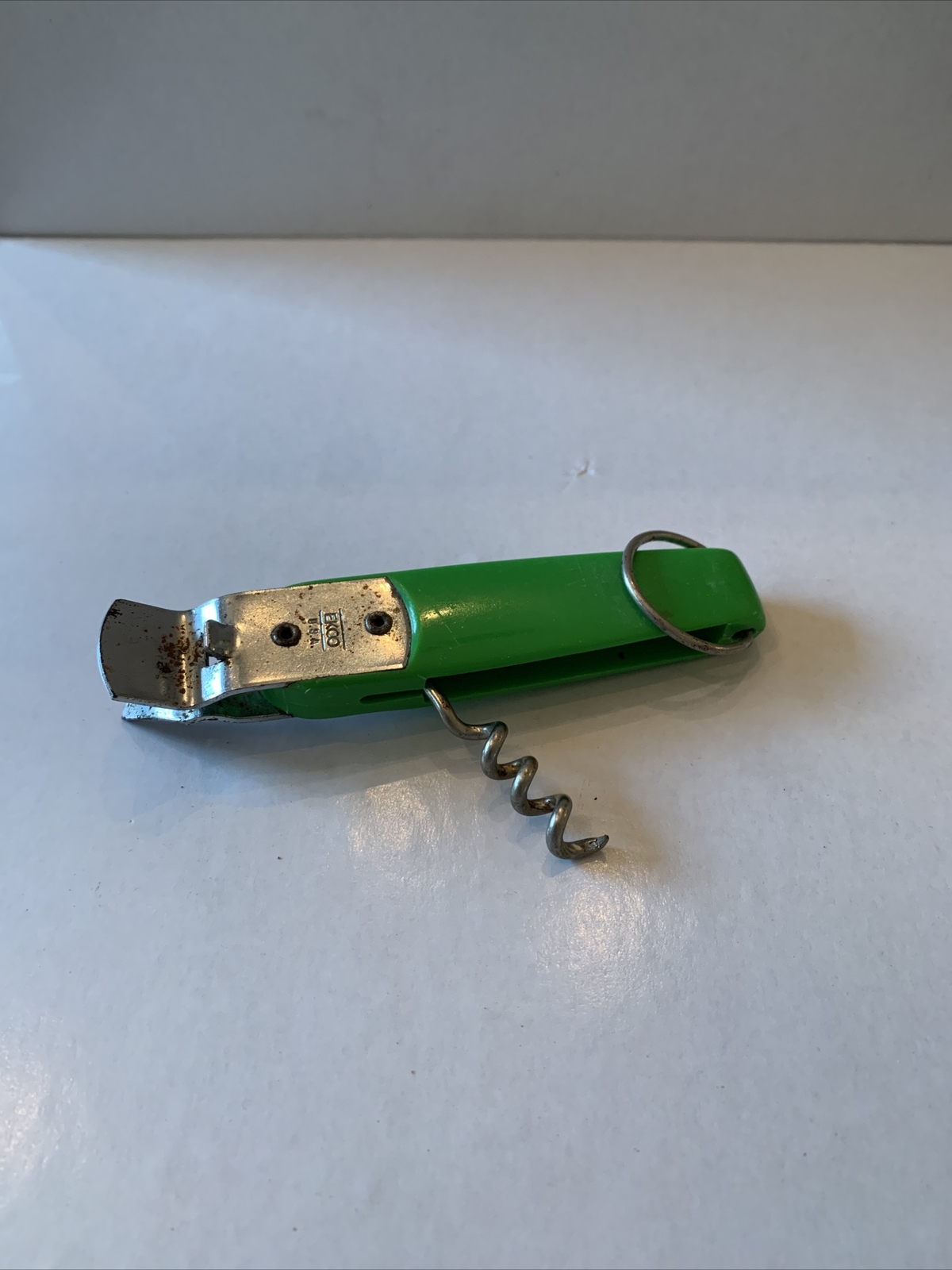Vintage EKCO Can Bottle Opener Lime Green Retractable Corkscrew Multifunctional