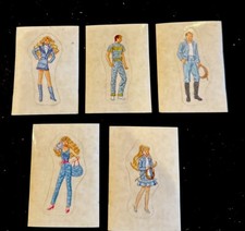  Lot D, 5ct Inserts 1989 Barbie Panini Album Sticker Card Lot T-X 