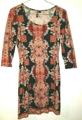Feathers SWEATER TUNIC MINI DRESS Size M BOHO CHIC Knit 