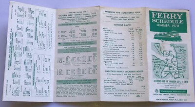 Ferry Schedule Washington State Ferries Summer 1970 Seattle, WA Ship Timetable