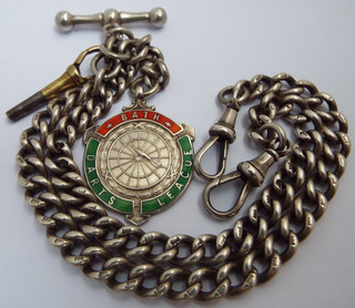 BEAUTIFUL HEAVY 50g ANTIQUE 1903 SOLID STERLING SILVER DOUBLE ALBERT WATCH CHAIN