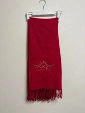 Christian Dior Red Fringe Scarf Authentic Luxury Wool Blend 24x27cm 9.4in