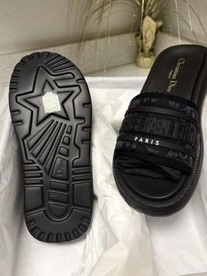 Christian Dior Black Dioriviera Dway  Slide Sandals