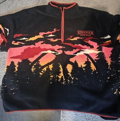 Stranger Things Men's Fleece Quarter-zip Jacket Size 3XL