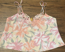 Victoria's Secret Floral Embroidered Camisole Pink Peach Adjustable Strap