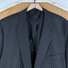 Tuta Lauren Ralph Lauren uomo 52R 3 pezzi nero gessato 2 bottoni pantaloni 42x27