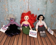 Disney Store Little Mermaid Bean Bag Plush Ariel  Eric  Ursula New W Tags